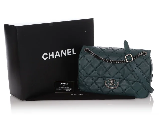 Chanel Vert Pétrole Quilted Calfskin Flap in Green Calfskin from Ann's Fabulous Finds, photo 2 of 10