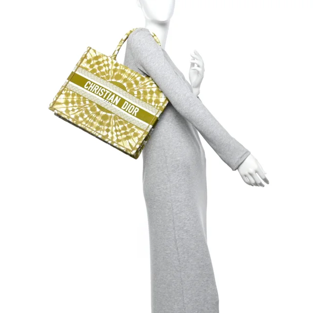 Dior Embroidered Tie Dye Medium Book Tote Green in Green Canvas from FASHIONPHILE, photo 2 of 12