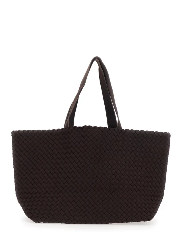 'Como' Brown Large Tote bag with Intreccio Motif in Ecoleather for Women in Brown, image 1 of 1 from Gaudenzi Boutique