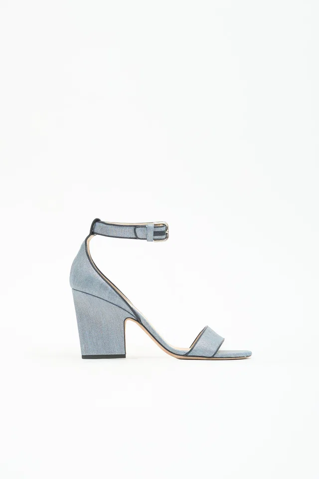 Jimmy Choo Coated Denim Edina Sandal in Denim from VSP Consignment