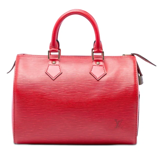 Red Louis Vuitton Epi Speedy 25 Boston Bag in Red Leather from Designer Revival