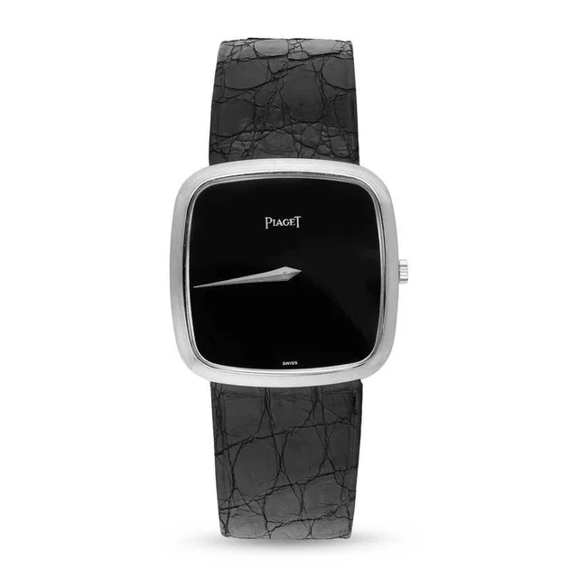 Piaget Vintage Black Dial Ladies Watch 9771 in black|gold|white Leather from Jomashop.com
