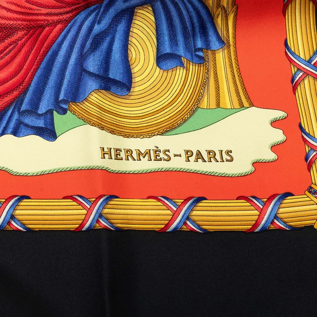 Orange Hermès Republique Francaise Liberte Egalite Fraternite 1789 Silk Scarf 90 Scarves in Orange Silk from Designer Revival, photo 2 of 2