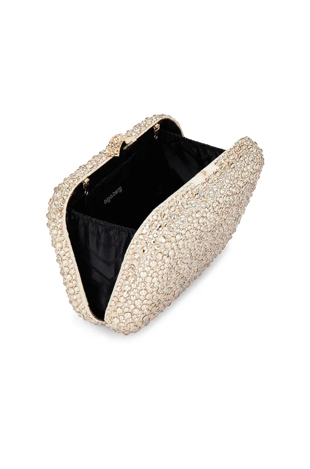olga berg Casey Hot Fix Encrusted Clutch in Champagne, photo 4 of 5 from REVOLVE (Canada)