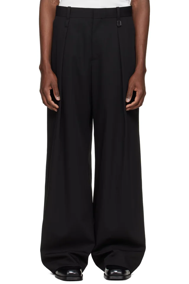 Black One-Tuck Wide Wool Trousers, image 1 of 1 from SSENSE