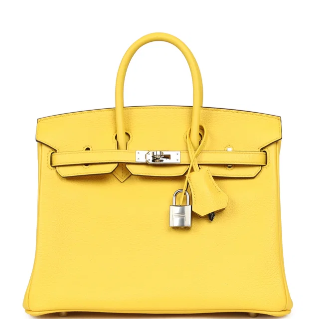 Hermès Birkin 25 Jaune de Naples Novillo Palladium Hardware in Yellow Goatskin from Madison Avenue Couture