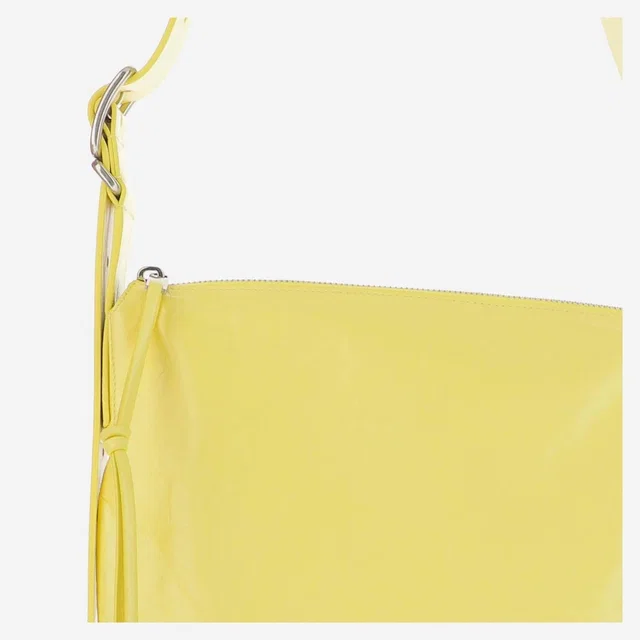 Jil Sander Crinkled Calfskin Shoulder Bag — Yellow in Yellow Calfskin from HEWI