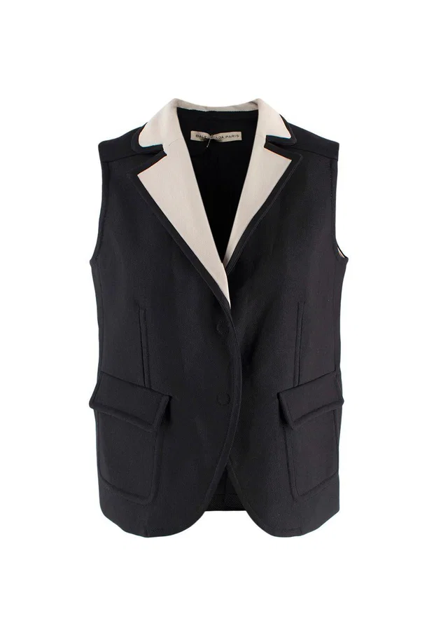 Balenciaga Black Contrast Trim Waistcoat in Black from HEWI
