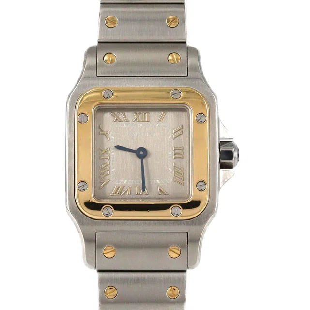 Cartier Santos Galbee SM Stainless Steel Yellow Gold Quartz Watch in Yellow from The Reluxe