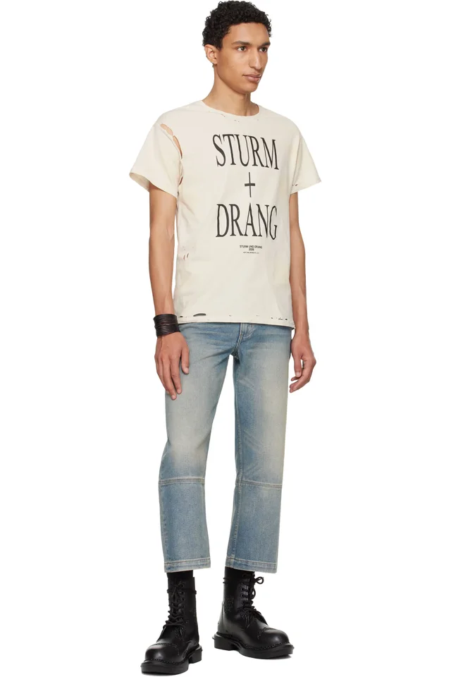 HYACYN Off-White EET Stains Distressed ‘Sturm und Drang’ T-shirt, photo 4 of 4 from SSENSE