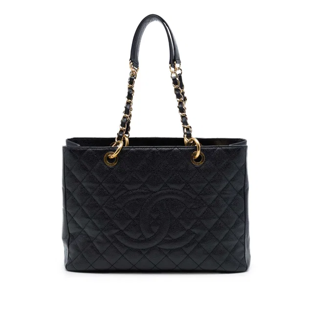 Black Chanel Caviar Grand Shopping Tote in Black Caviar leather from Designer Revival