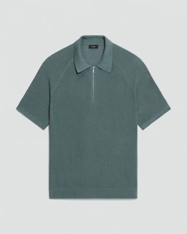 Theory Zip Polo Shirt in Cotton, photo 2 of 6 from Theory