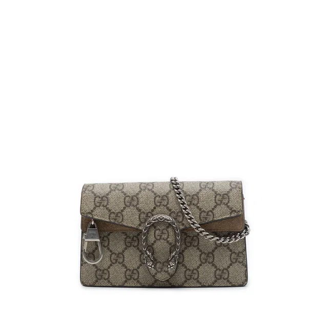 Beige Gucci Mini GG Supreme Dionysus Crossbody in Beige Suede from Designer Revival