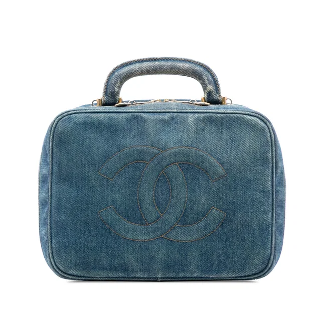Blue Chanel CC Denim Vanity Bag in Blue Denim from Designer Revival