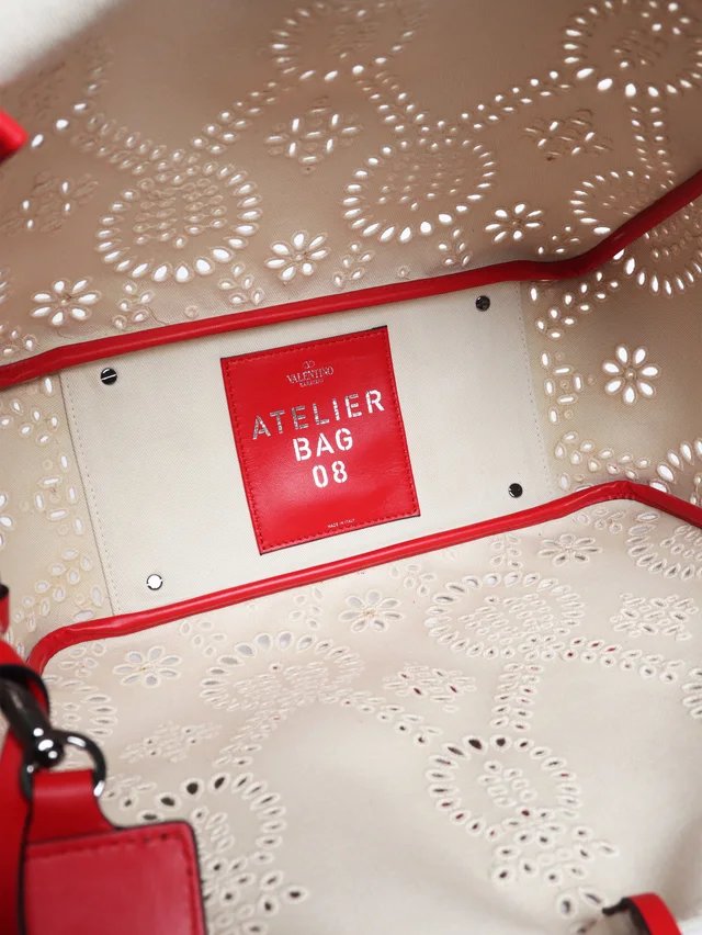 Valentino Garavani Neutral and red Atelier broderie 08 bag in Red Canvas from Sign of the Times, photo 2 of 2