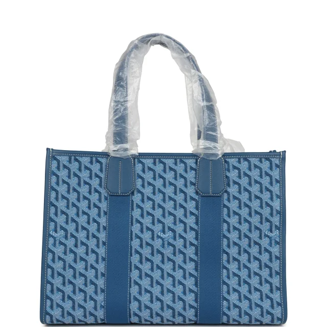 Goyard Goyardine Jacquard Ocean Blue Villette PM Bag in Blue Calfskin from Madison Avenue Couture, photo 4 of 7