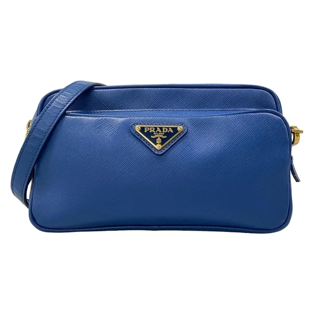 Prada Shoulder Bag Blue Leather in Blue Leather from The Reluxe