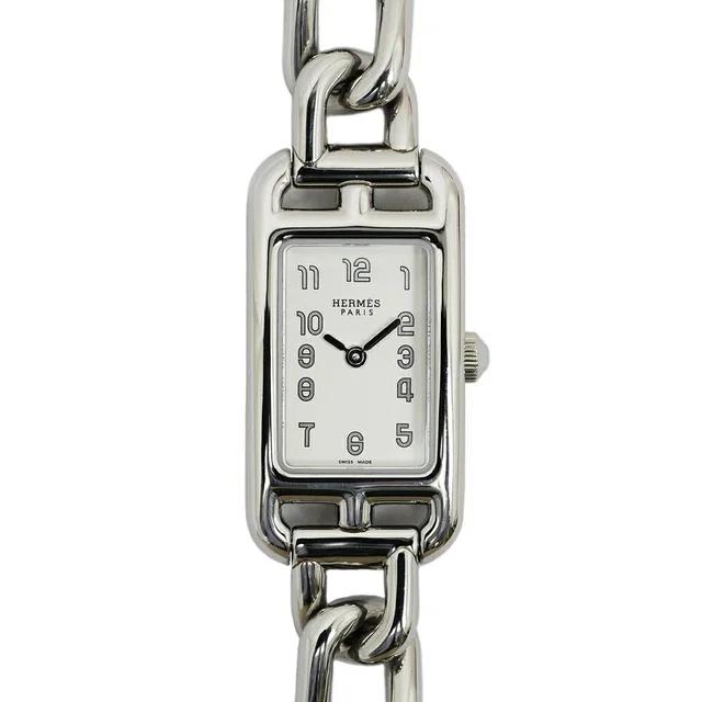 Hermès Nantucket Silver Dial SS Quartz Chain Watch in Silver from The Reluxe