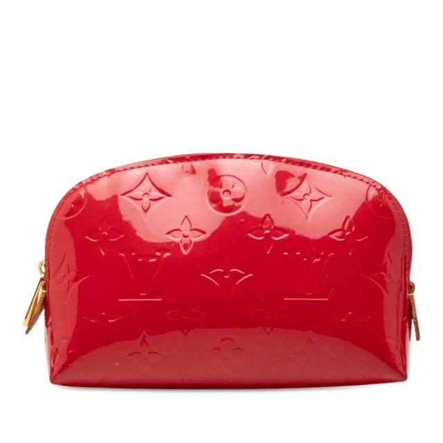 Red Louis Vuitton Monogram Vernis Cosmetic Pouch in Red Leather from Designer Revival