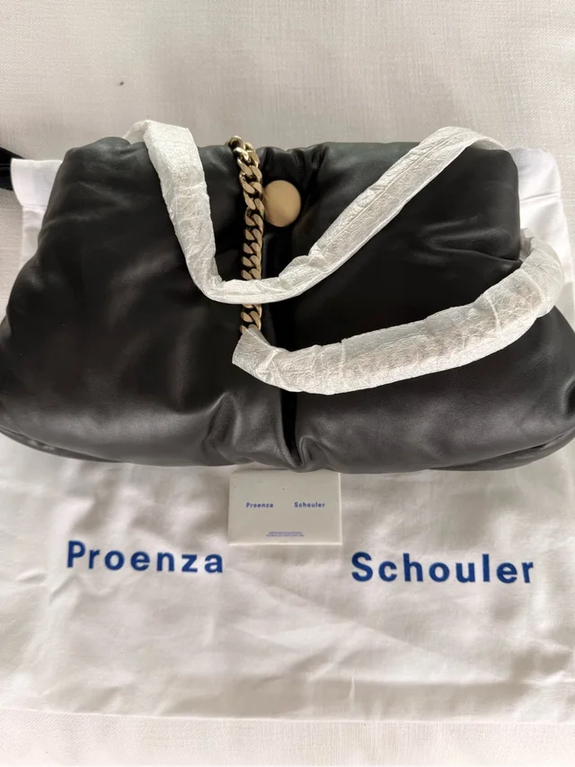 Proenza Schouler Black Leather Shoulder Bag With Gold Chain Accent in black|gold Leather from Poshmark