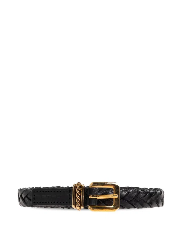 Etro Braided Cowhide Belt — Black in Black Woven leather from HEWI