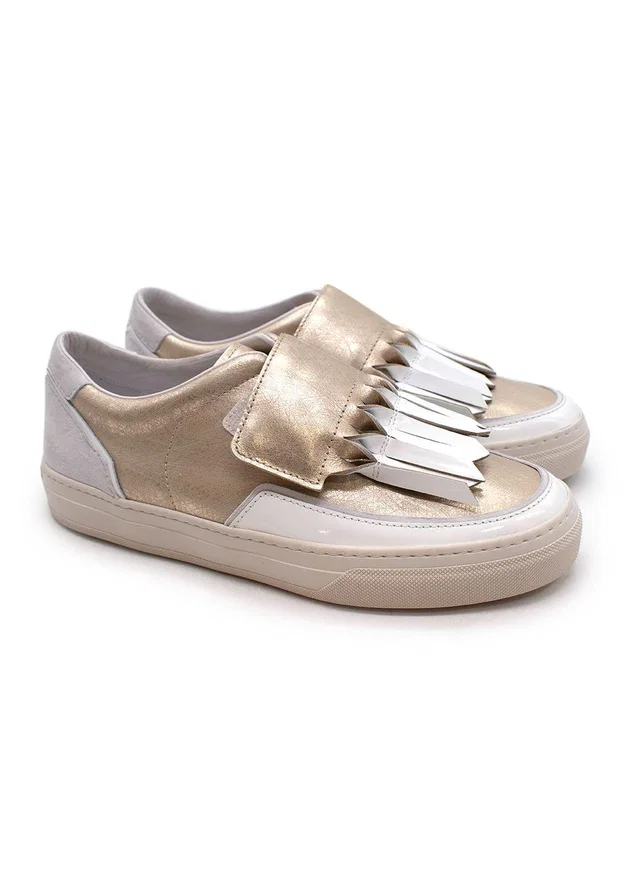 Tod's White And Gold Trainers in White Leather from HEWI