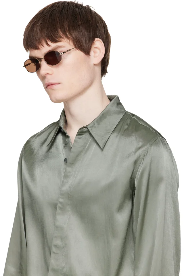 Gucci Gold Oval Frame Sunglasses, photo 4 of 4 from SSENSE