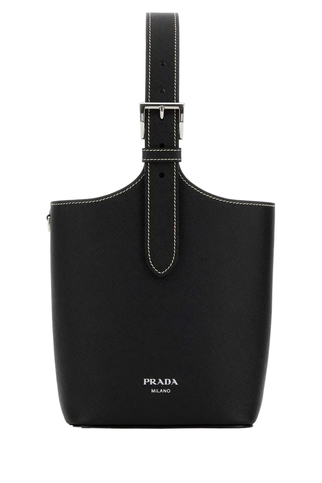 Prada Saffiano Leather Shoulder Bag — Black in Black Saffiano leather from HEWI