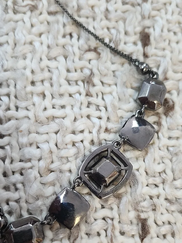 Givenchy Blue Crystal Statement Necklace In Gunmetal Tone Excellent Condition in silver|blue|gray from Poshmark, photo 4 of 8