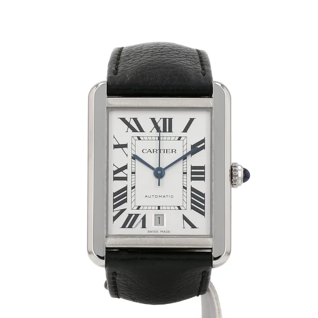 Tank Solo large model watch in steel, Ref: Cartier - 3800, circa 2020 in Leather from Collector Square, photo 2 of 3