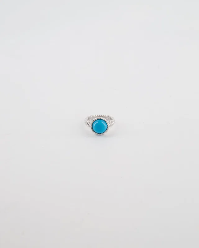Van Cleef & Arpels Perlee Couleurs Ring in 18K White Gold & Turquoise Cabochon Stone in White from Sellier