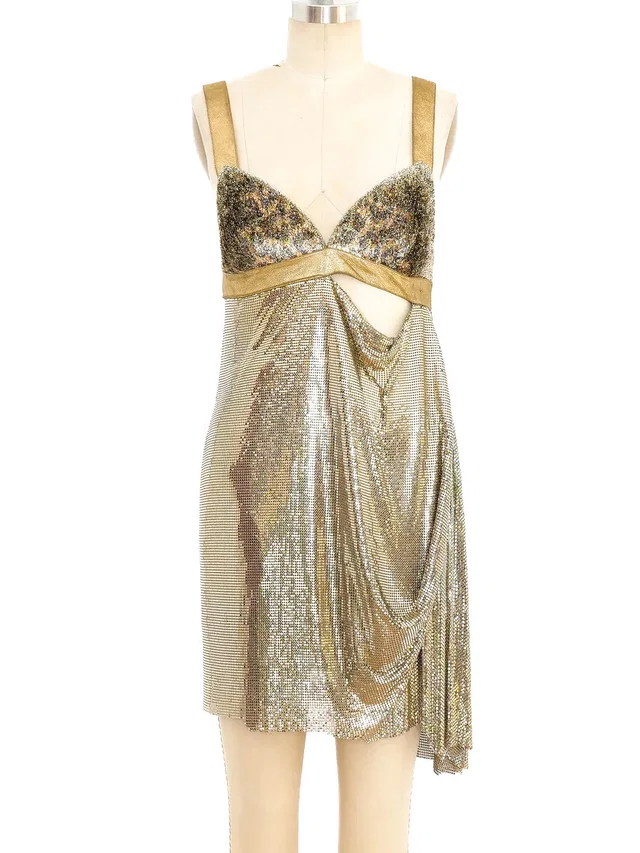 1994 Gianni Versace Runway Chainmail Dress in Leather from Arcade Vintage