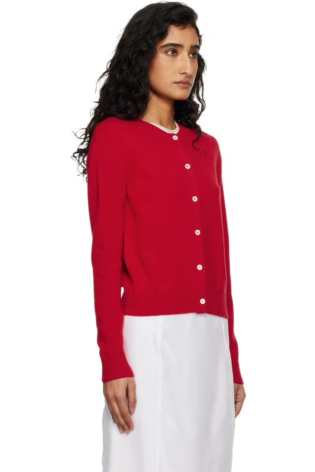 Dunst Red Essential Crewneck Knit Cardigan, photo 2 of 4 from SSENSE
