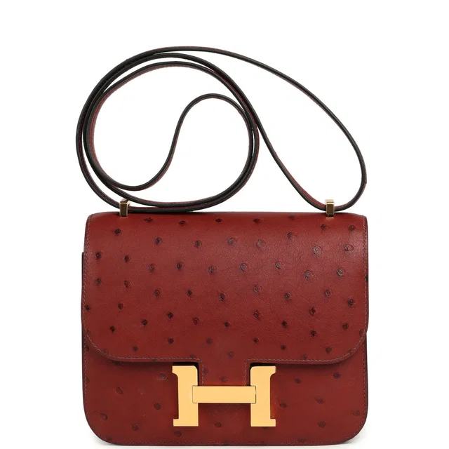 Hermès Constance 18 Rouge H Ostrich Gold Hardware in Burgundy Ostrich from Madison Avenue Couture