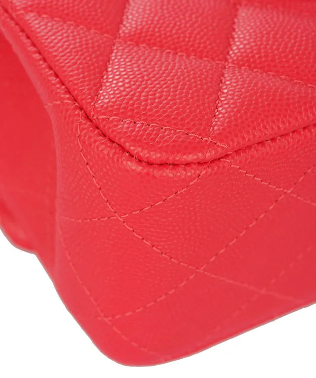 Chanel Vibrant Red Quilted Caviar Leather Classic Double Flap Bag in Red Caviar leather from Luxury Promise, photo 11 of 13