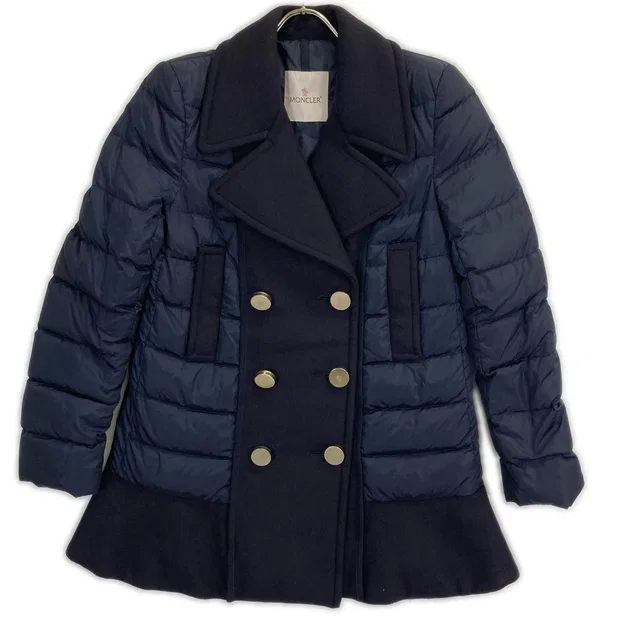 Moncler Aulampia Double Breasted Wool Contrast Down Jacket in Wool from The Reluxe
