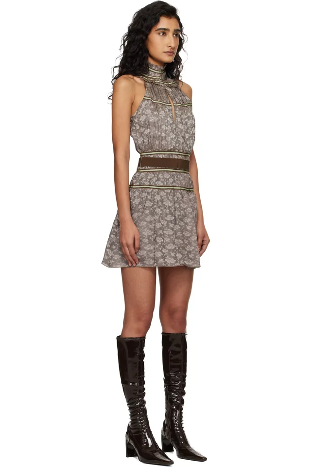 KNWLS Brown Freya Minidress, photo 2 of 4 from SSENSE