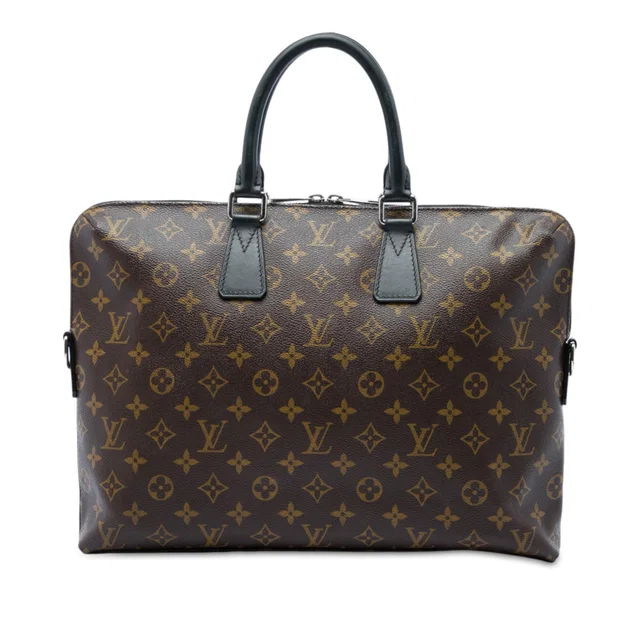 Black Louis Vuitton Monogram Macassar Porte Documents Jour Business Bag in Black Coated canvas from Designer Revival