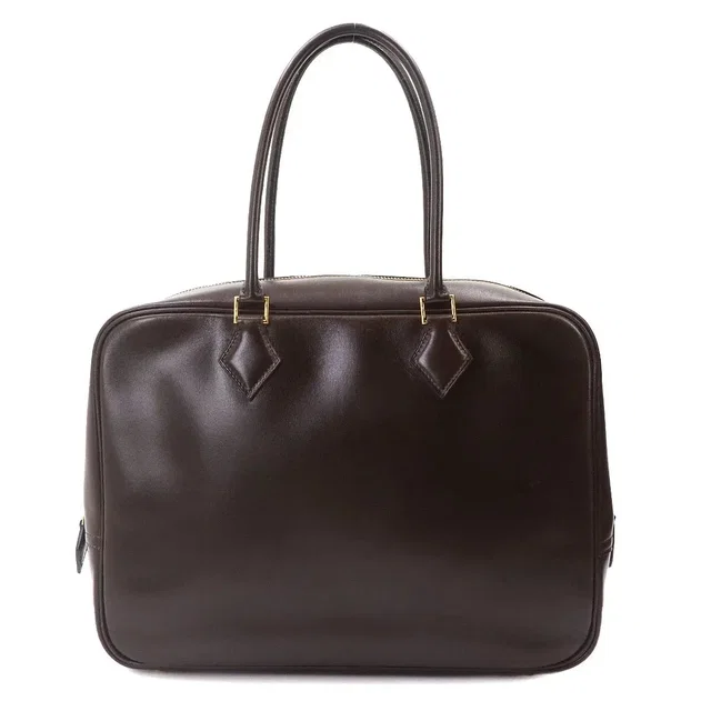 Hermès Plume 32 Hand Bag Box calf Ebene Brown Purse in Brown Box leather from Luxury Promise