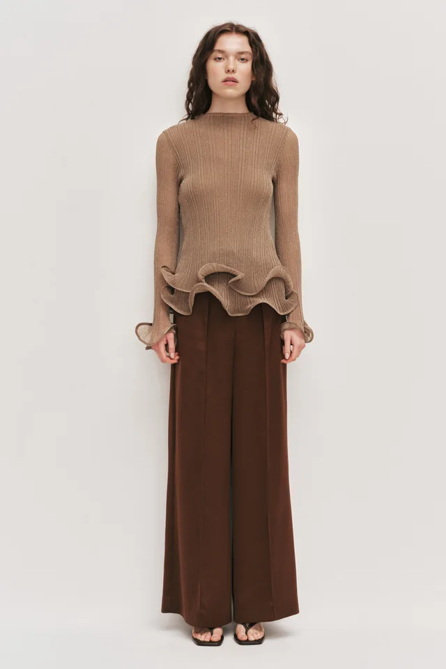 AJE Ciela Ruffle Knit Top in Metallic from Aje, photo 1 of 1