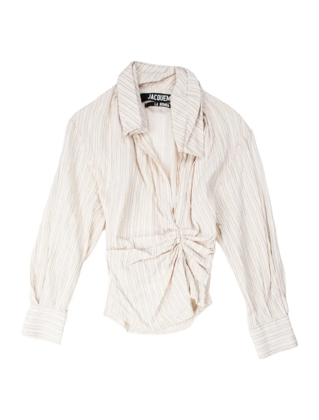 Jacquemus Linen Striped Top in white from The RealReal