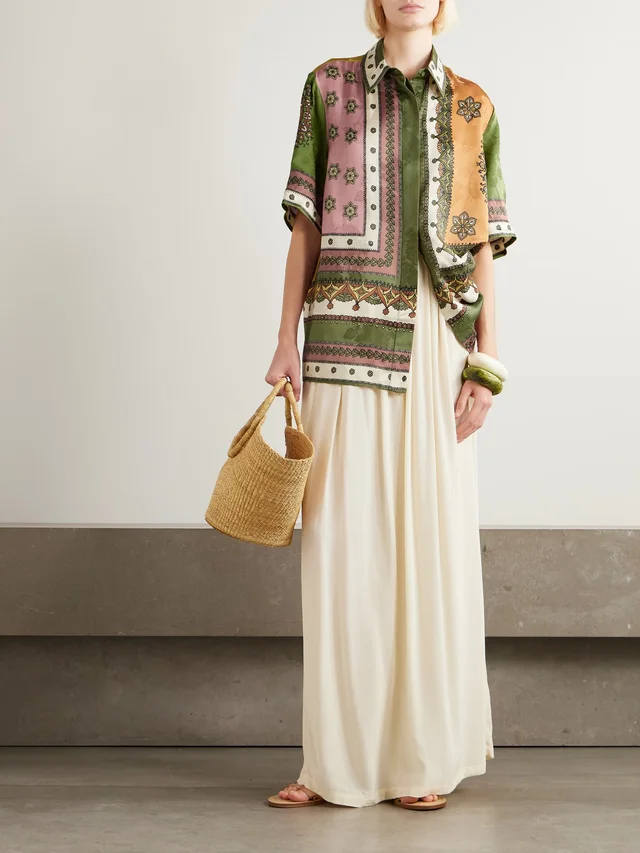 ALÉMAIS Contina printed satin-jacquard shirt in Green, photo 2 of 2 from NET-A-PORTER (Canada)