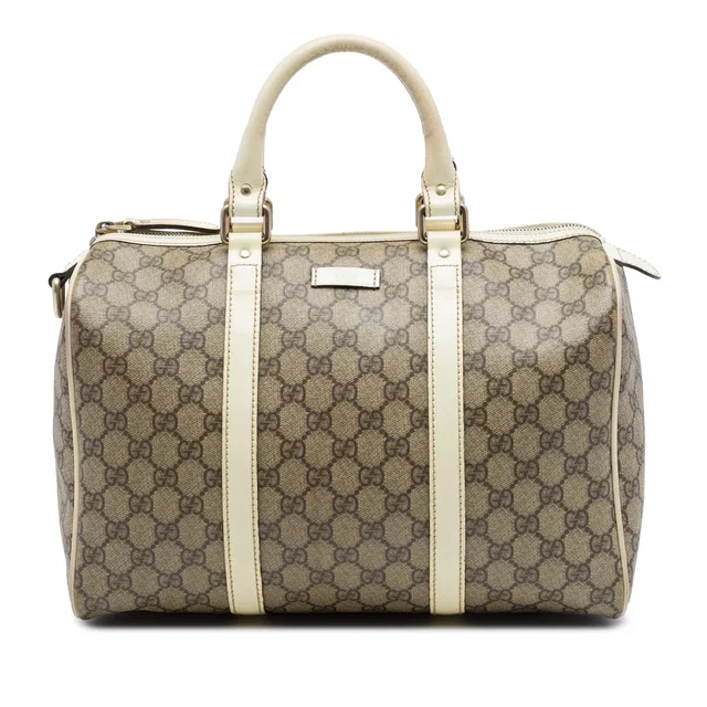 White Gucci Medium GG Supreme Joy Boston Bag in White Coated canvas from Designer Revival, photo 1 of 1