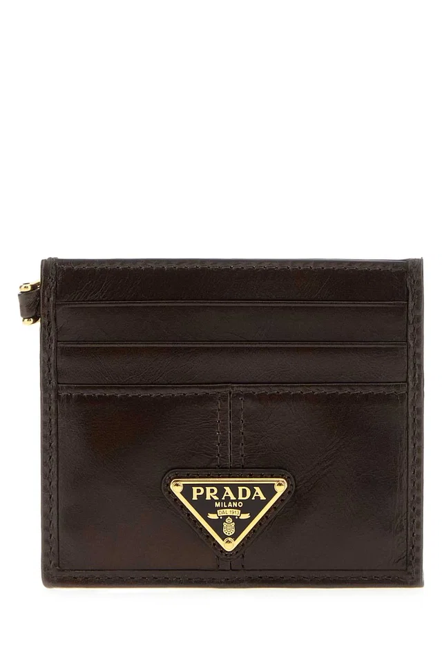 Prada Calfskin Leather Card Case — Brown Wallet in Brown Calfskin from HEWI