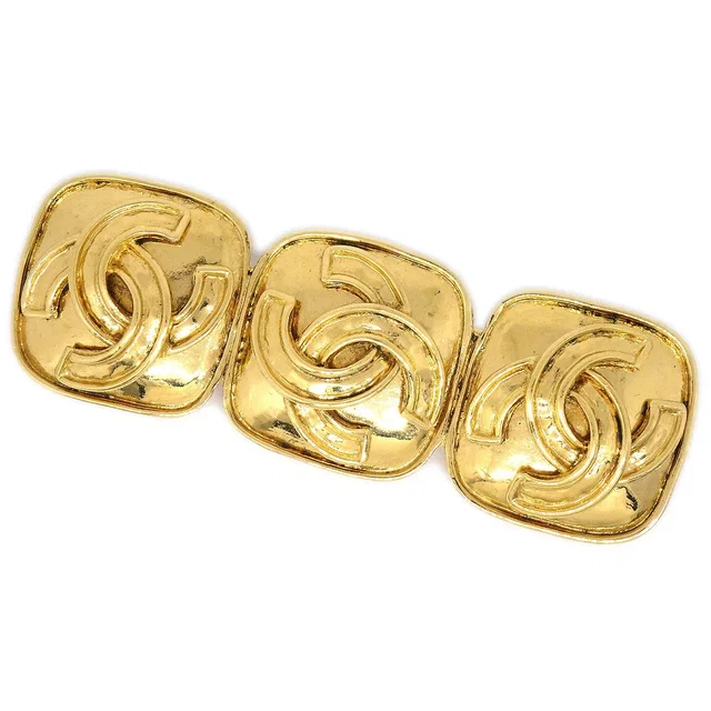 Chanel 1994 Triple CC Logos Brooch Gold in Gold from AMORE Vintage Tokyo