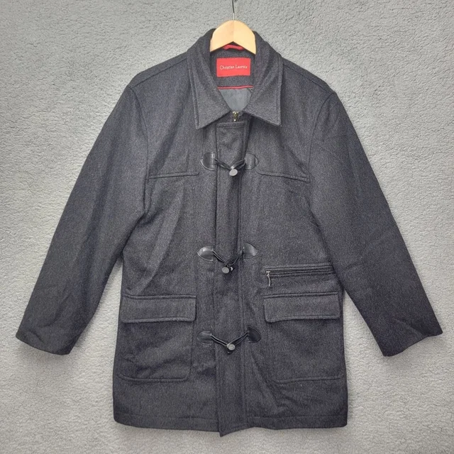 Christian Lacroix 85% Lana Wool Duffle Coat Toggle Full Zip Sz L Charcoal Gray in gray Wool from Poshmark