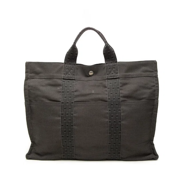 Gray Hermès Canvas Herline MM Tote Bag in Grey Canvas from Designer Revival