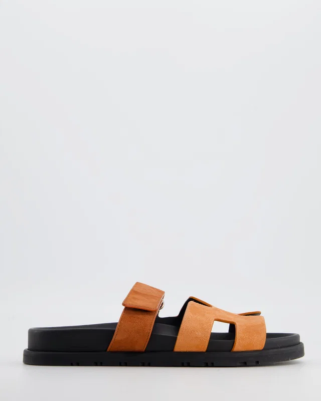 Hermès Burnt Orange Suede Chypre Sandals Size EU 37.5 in Orange Suede from Sellier