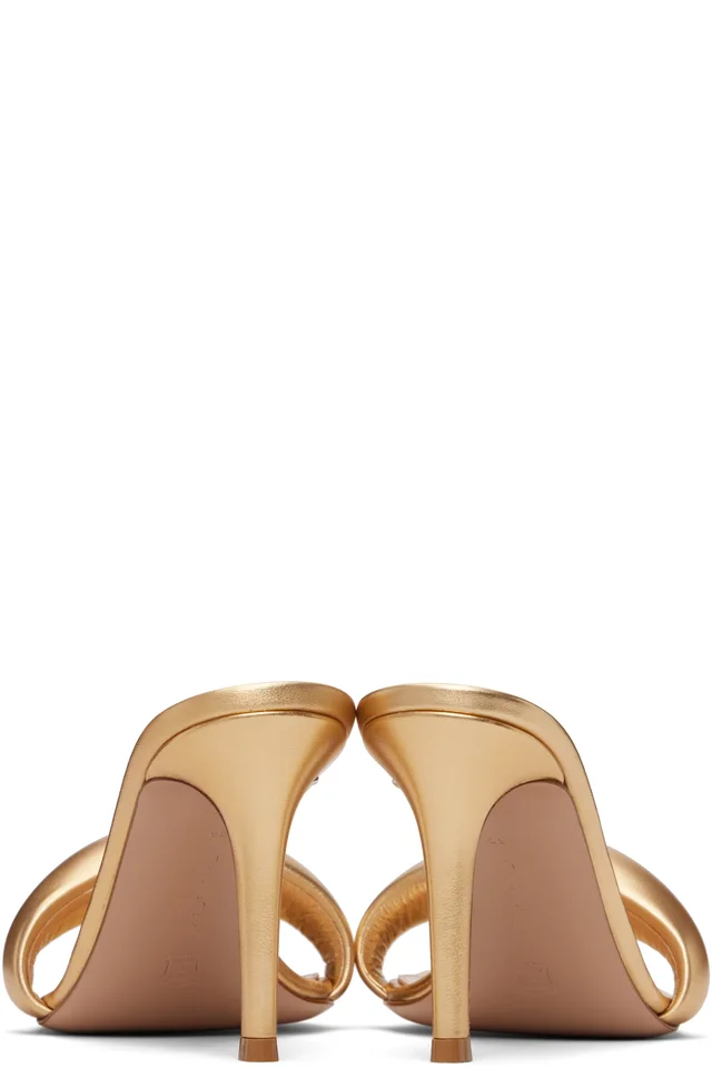Gianvito Rossi Gold Bijoux Mule 85 Heeled Sandals, photo 2 of 3 from SSENSE