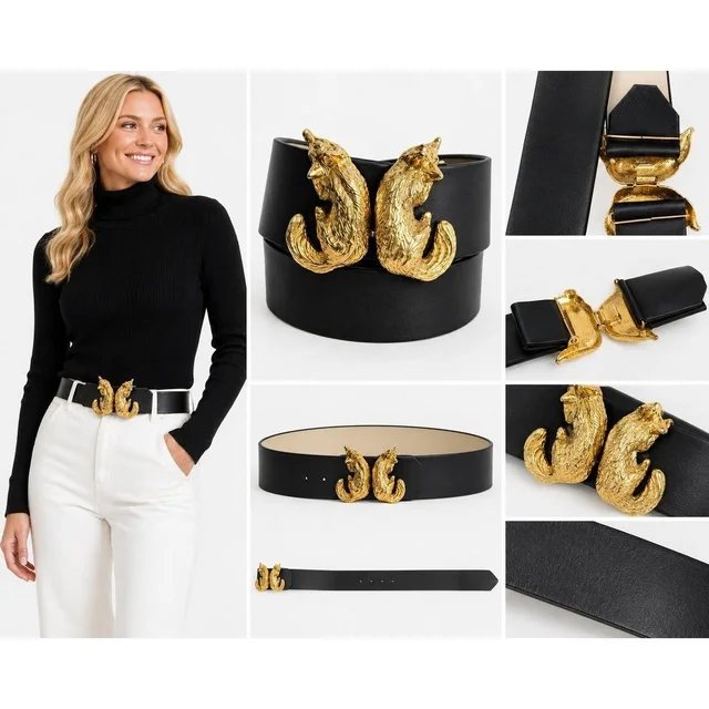 Judith Leiber Women's Belt - Black/Gold in gold|black from Depop, photo 1 of 1